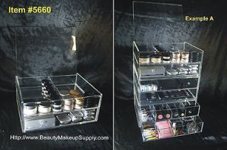 LARGE LUXURIOUS ACRYLIC STACKABLE BEAUTY ORGANIZER DRAWER w/ FLIP TOP 