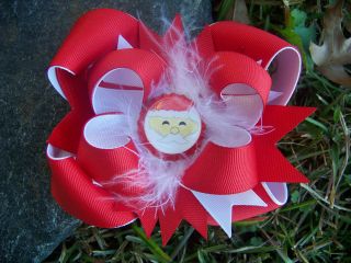 CHRISTMAS SANTA CLAUS BOTTLECAP HAIRBOW