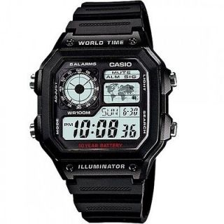 Casio World Time Alarm Digital Watch AE 1200WH 1AV AE1200WH AE1200WH 