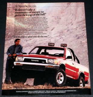 1990 OLD MAGAZINE PRINT AD, TOYOTA 4X4 DELUXE V6 TRUCK, RED