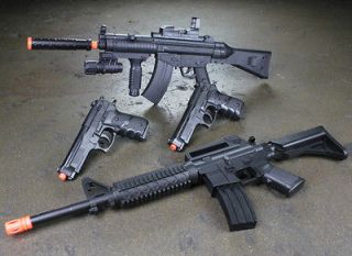   Spring Airsoft Guns M16 Rifle Beretta Pistols Toy Air Soft w/ 1000 BBs