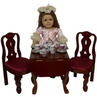   ANNE STYLE DROP LEAF TABLE + 2 CHAIRS FOR 18 AMERICAN GIRL DOLLS