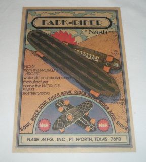 1978 NASH PARK RIDER Skateboard ad page ~ BOWL RIDER