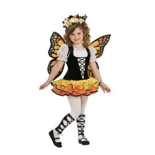   Butterfly Queen Costume Girl Child Fairy Orange Yellow Black Wings