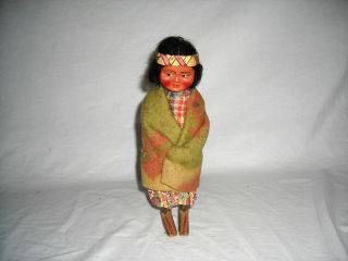 Early Native American Indian Slookum Doll with Blanket   Excellent
