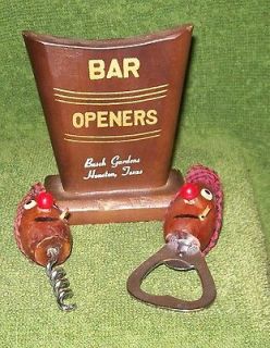 Vintage Bar Opener Set   Souvenir of Busch Gardens, Houston, TX