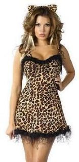 Sexy Jungle Cat Leopard Bustier Dress Halloween Costume
