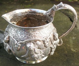 Superb Antique Indian Burmese Solid silver cream jug, 111 grams, c1900