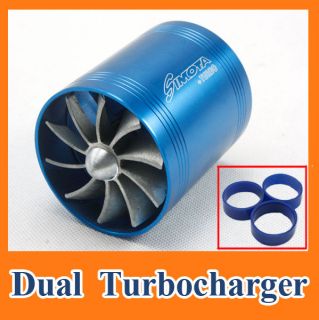 Dual Air Intake Gas Fuel Saver Turbine Turbo Supercharger Engine 