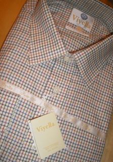 Viyella Mens Check Shirts, Tattersal, Classic Standard Collar, 18.5 