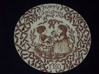 Royal Crownford Staffordshire Merry Christmas 1980 Brown Plate Norma 