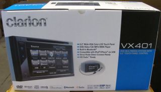 Clarion VX401 6.2 In Dash Double DIN CD DVD  USB BT Touchscreen 