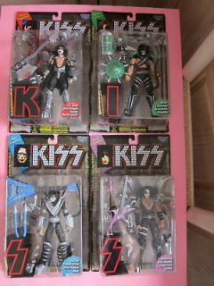 Kiss Gene Ace Peter Paul 4 Action Figures with Guitar McFarlene Toys 
