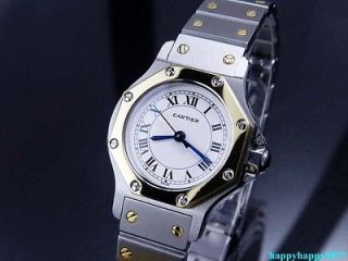 LADIES CARTIER SANTOS OCTAGONAL SOLID 18K GOLD & SS AUTOMATIC W 