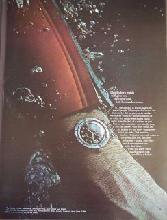 1968 Bulova Snorkel Watch gives time underwater Ad