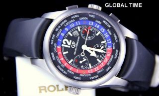 Mens Girard Perregaux World Timer Chronograph 4980 Watch Titanium 