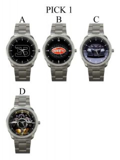 Bugatti Car Logo Design Sport Metal Watch