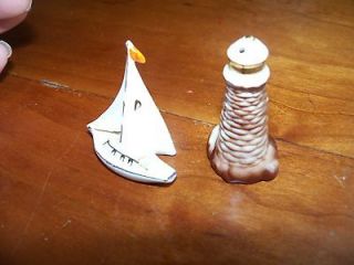Arcadia Vintage Litehouse & sailboat salt and pepper shaker by Don 