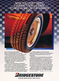 1986 Bridgestone Tires   License   Classic Vintage Advertisement Ad 