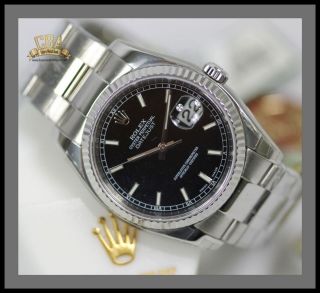 NEW ROLEX DATEJUST 116234 STAINLESS BLACK STICK DIAL * BOX/CARD/TAGS 