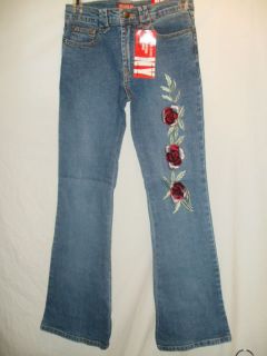 NWT ACCESS NEW YORK Stretch Denim Jeans Embroidered School Pants 7,8 