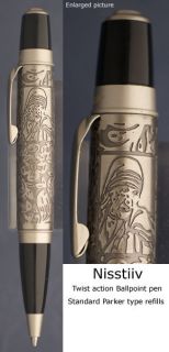 Nisstiiv Mother Teresa ballpoint pen takes Parker Visconti Krone style 