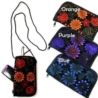 Fair Trade Guatemala Embroidered Floral Eyeglass or Cell Phone Case 