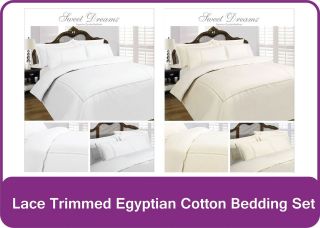 Antique Lace Bedding Set Egyptian Cotton White or Cream Vermont All 