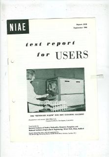 NIAE TEST REPORT   HENSMAID MAJOR EGG DRY CLEANING MACHINE (1966)