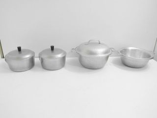 LOT OF 7 VINTAGE CLUB ALUMINUM / SILVER SEAL COOKWARE ROASTER, POTS 