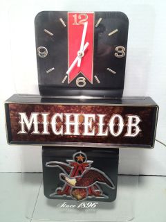 Vintage Michelob Beer Sign Clock, Anheuser Busch, Clock Runs