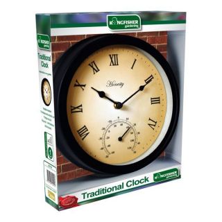   WALL MOUNTED OUTDOOR GARDEN & PATIO METAL CLOCK & THERMOMETER GCT10