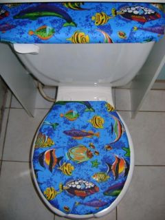 Tropical Fish Sea Ocean Fabric Toilet Seat Cover Set