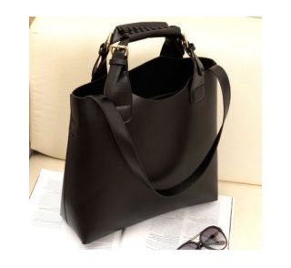   Vintage Womens Pu Leather Tote Bags Brown Black Handbag Hobo 0456