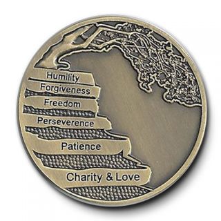 The 12 Step Principles Antique Bronze Sobriety/Recovery Program Coin 
