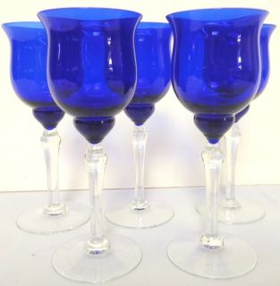 13 avail Morgantown Cobalt Blue Elegant Stemware Wine Glass Small 