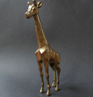   12 Inches Tall Very Cool Vintage Solid Brass Giraffe Figurine