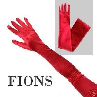 Long Red Stretch Satin Formal Wedding Opera Gloves sexy dance clubwear