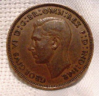 1938 Great Britain ONE PENNY King George COIN Old UK
