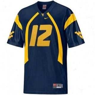   West Virginia Mountaineers #12 Geno Smith blue WVU jersey YOUTH XL