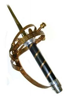   Crossbar Long Handle Steel Blade 42 Inch ornate Epee Fencing Sword