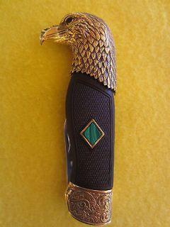 FRANKLIN MINT THE MALACHITE WITH ENGRAVING EAGLE COLLECTOR KNIFE