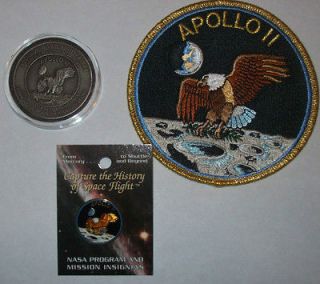 Apollo 11 Coin Flown To Moon Patch Pin Collector Medallion NASA Space 