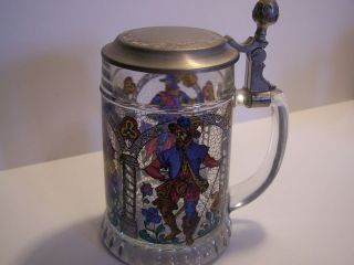   BMF Rein Zinn Crystal & Decal Lidded Beer Stein with PEWTER LID