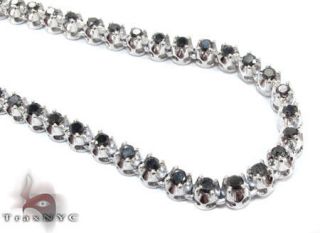 Mens Diamond Chain Round Cut Black Color AAA Necklace 10k White Gold 