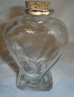 75 Tall Heart Shape Clear Glass Bottle with Cork Top