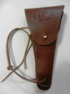 US WWI/ WWII M1916 Colt 45 Leather Pistol Holster Natural Dark TAN 