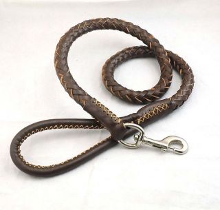   leather Rope Dog Leash Lead Snap Comfort Handle 1.1M Lengths PQ5