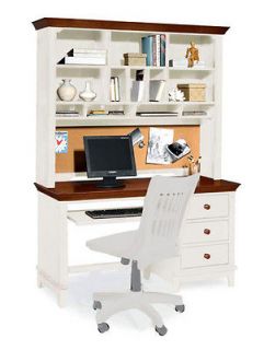 White/Cherry 3 Drawer Computer Desk and Hutch