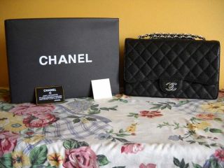 Black Chanel Handbag Caviar Leather